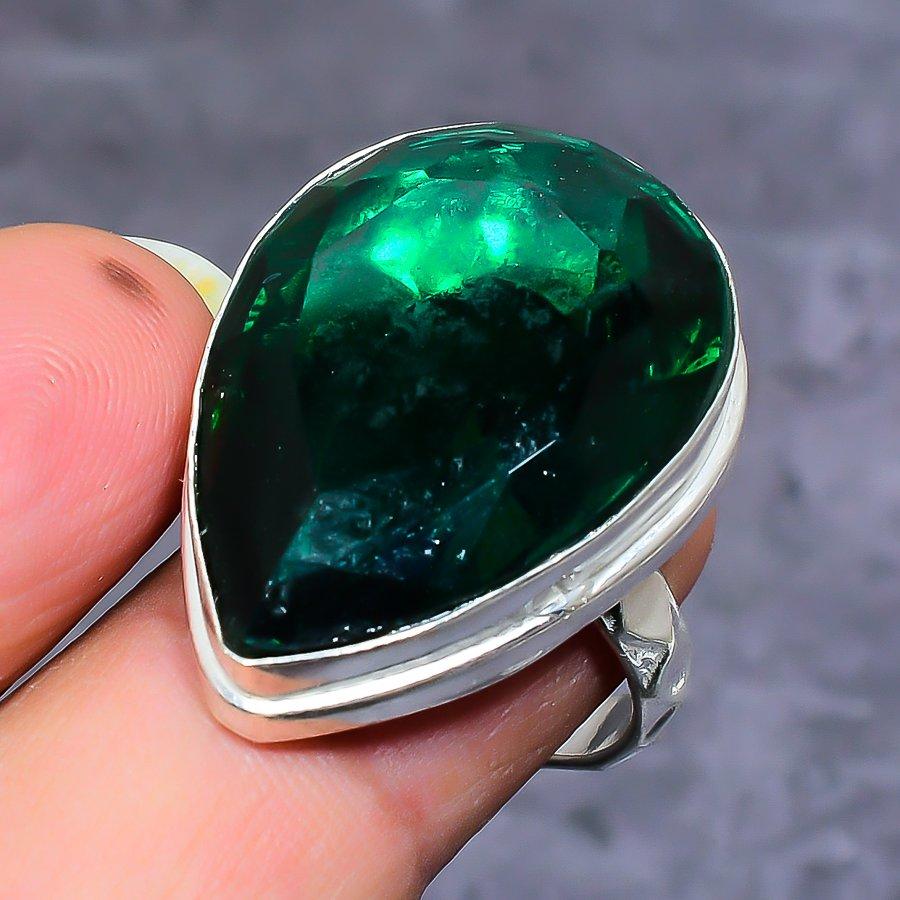 Chrome Diopside Gemstone Handmade 925 Sterling Silver Jewelry Ring Size 6.5 u9H59