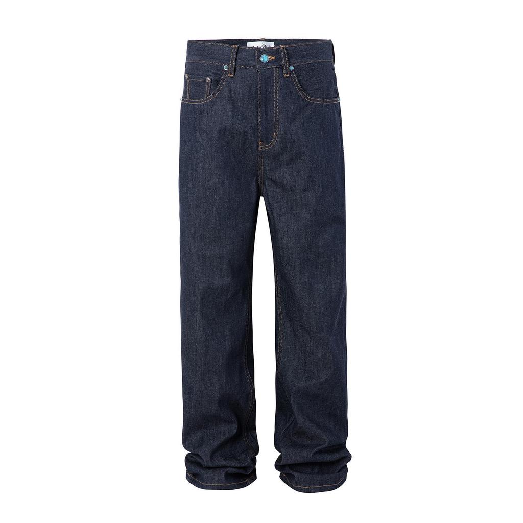 2026 Unisex American Denim Workwear Set: Sapphire Jacket & Loose Straight-Leg Pants