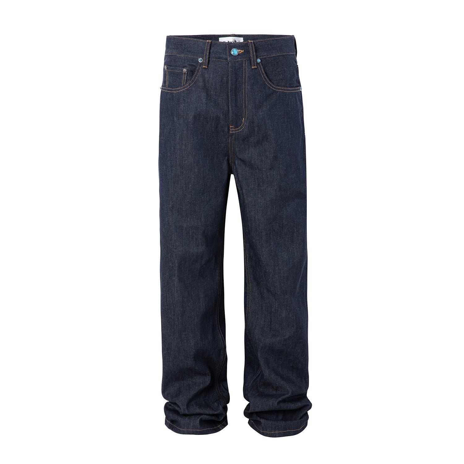 

Унисекс Американский Деним Рабочий Комплект 2026: Сапфировая куртка и свободные брюки прямого кроя M