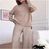 Women's Autumn and Winter High Neck Casual Cardigan Pullover 2-piece Set
