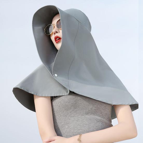 Sun Protection Hat with Large Brim Solid Color Friendly to Skin Quick-Drying Moisture-Wicking Fabric Breathable Cooling Hoodie Hat