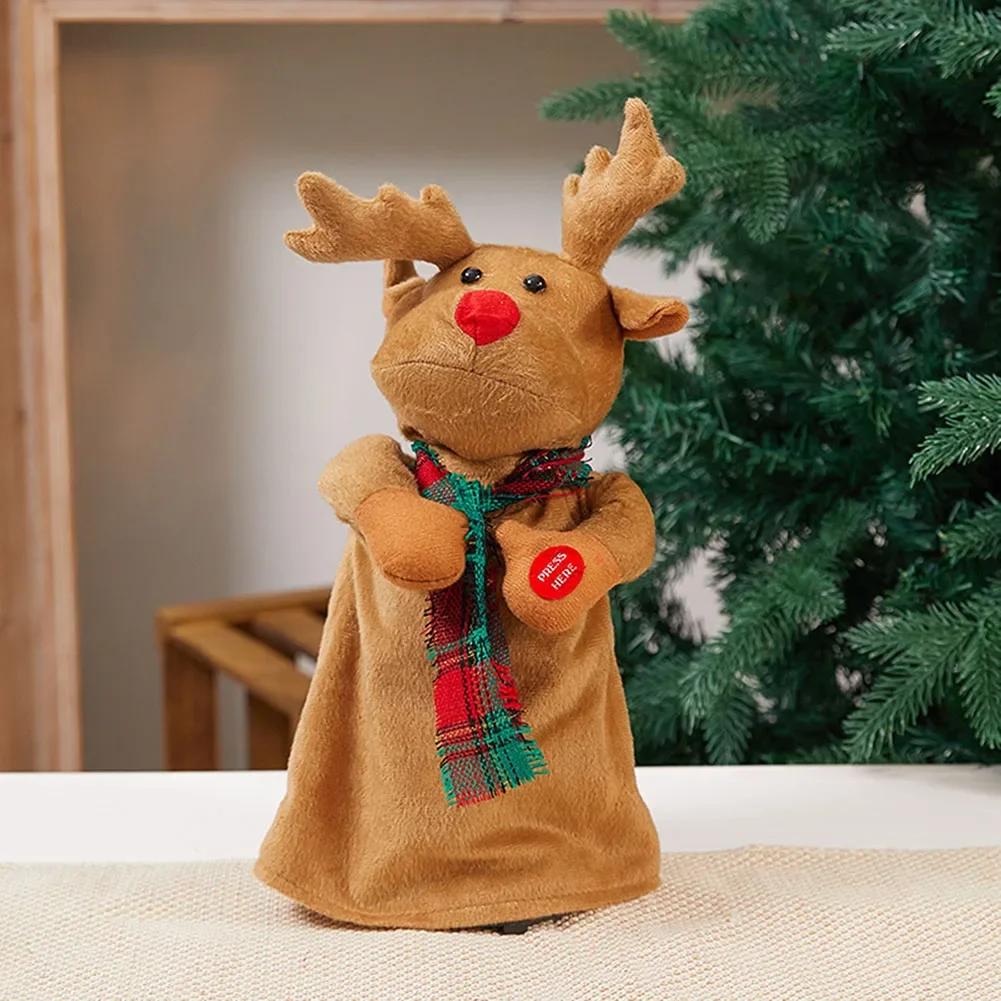 Rotating Christmas Rotating Deer Electric Christmas Doll Dances And Sings Decorative Ornaments Figurines Miniatures Crafts