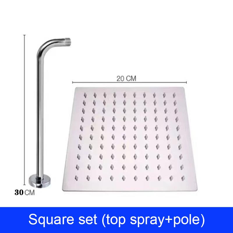 Pressurized Rain Shower Head Stainless Steel Square Round Large Water Outlet 4/6/8/10/12 Inch Options Available for Enhanced Bat