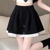 Korean Style High Waist Lace Trim A-line Shorts for Women - 2025 Summer Collection