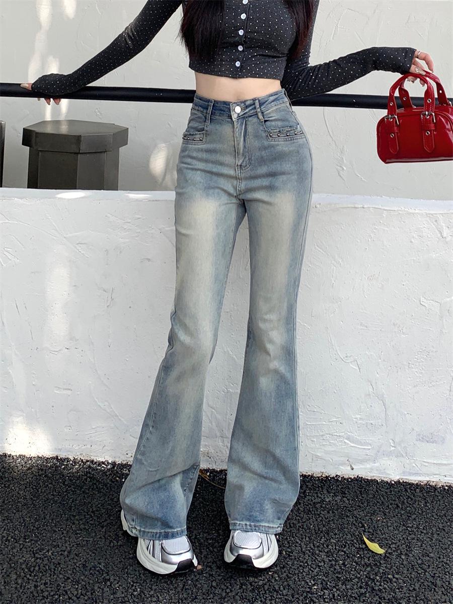 

Women s Retro Slim Fit Micro Flare Jeans - Petite, Floor-Length XXXL синий