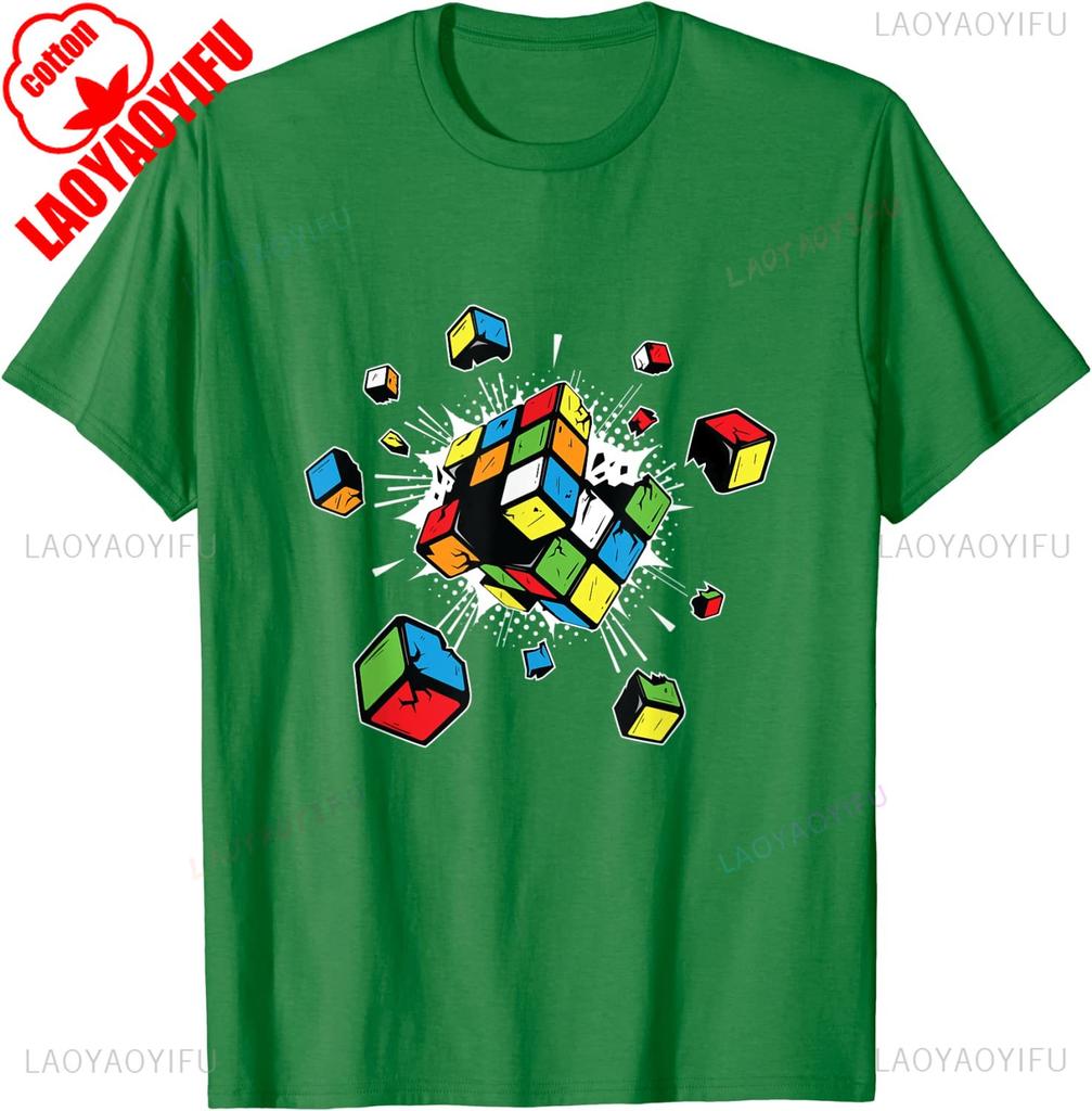 Exploding Rubix Rubics Cube Gift Funny Pattern Print T-Shirt Summer Fashion Casual Comfort Soft Cotton Classic Men Tops Tees