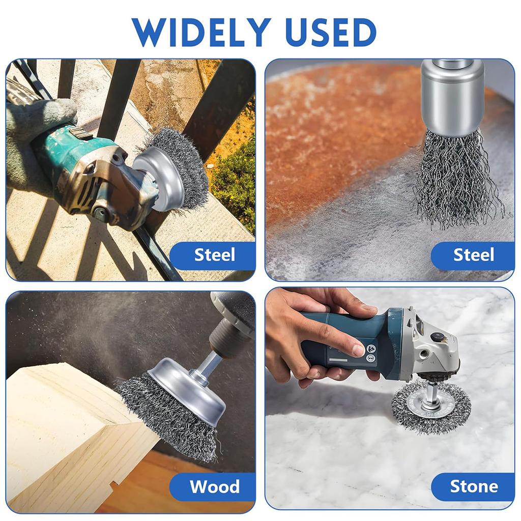10pcs Wire Brush Wheel Cup Brush Set,Wire Brush for Cleaning Rust, Stripping and Abrasive, for Drill Attachment