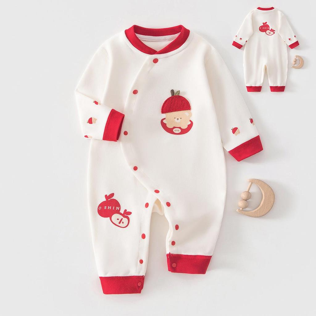 Pure Cotton Newborn Jumpsuit: Spring/Autumn Baby Romper, Full Moon Clothes, Hundred Days, Winter Wear & New Year's Outfit