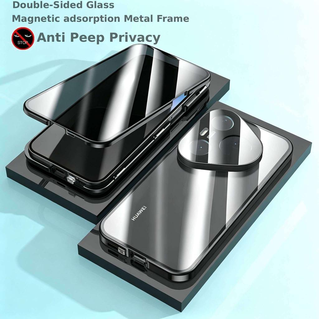Anti Peeping Case for Huawei Pura 70 80 Pro+ Ultra, Double Sided Tempered Glass,Metal Frame with Lens Protector Phone Bumpers