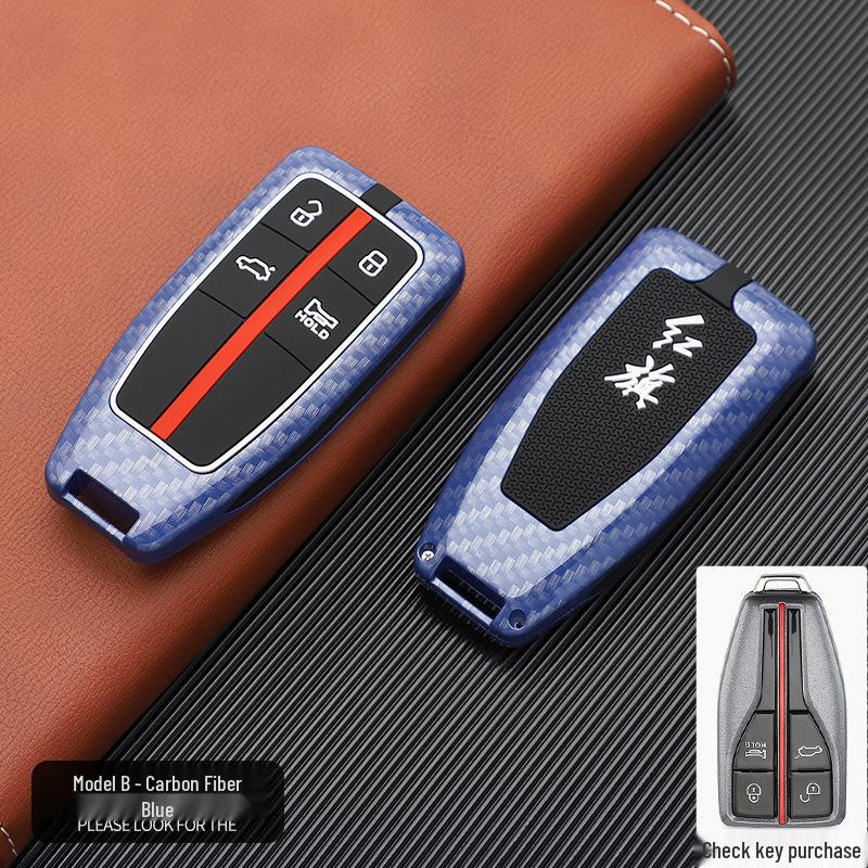 Hongqi Car Key Case - Stylish, Atmospheric Design with Buckle & Personalized Decoration