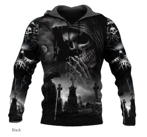 2023 New Men's Skull Hoodie Sweatshirts 3D print Head Pattern Hooded Pullover Autumn Fashion Casual Sweatshirt