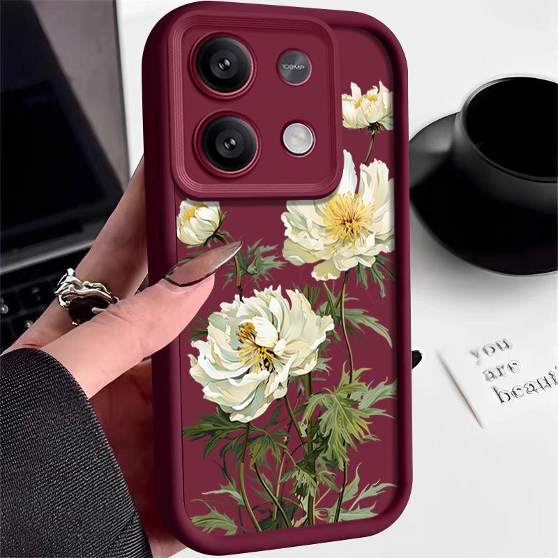White Flower Pattern Case For Xiaomi Redmi Note 14 4G 13 Pro Plus Note 13 12 14 Pro 5G 11S 13C Soft TPU Silicone Phone Cover