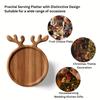 Festive Christmas Exclusive Gifts: Wooden Serving Platter with Antler Handle - 77/8" And 7 7/8" Sizes - Perfect for Parties And Holidays