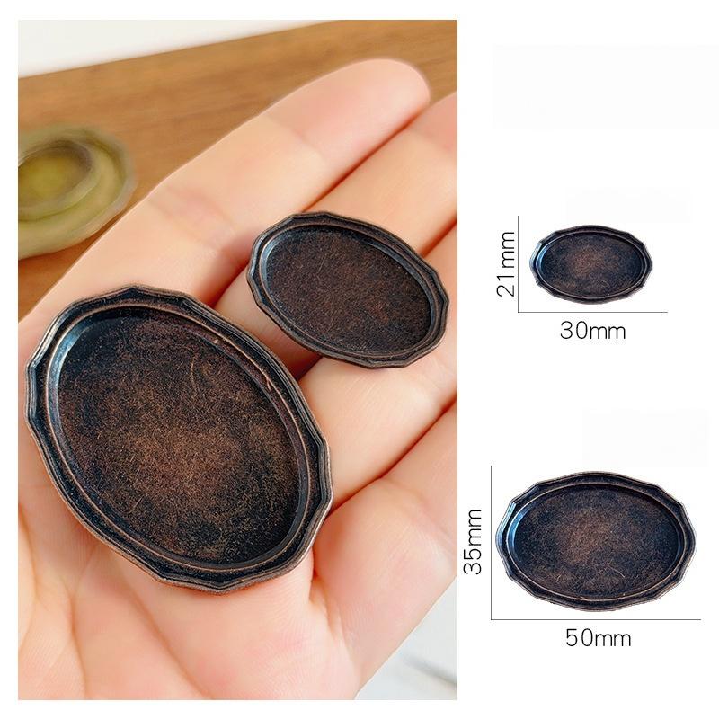 1Pcs Mini Retro Oval Metal Dish 1/12 Dollhouse Miniature Simulation Kitchen Steak Dishes Model Toys For Doll House Accessories