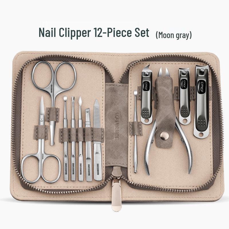 Deluxe 12-Piece Stainless Steel Manicure Set - Customizable Nail Clippers & Tools