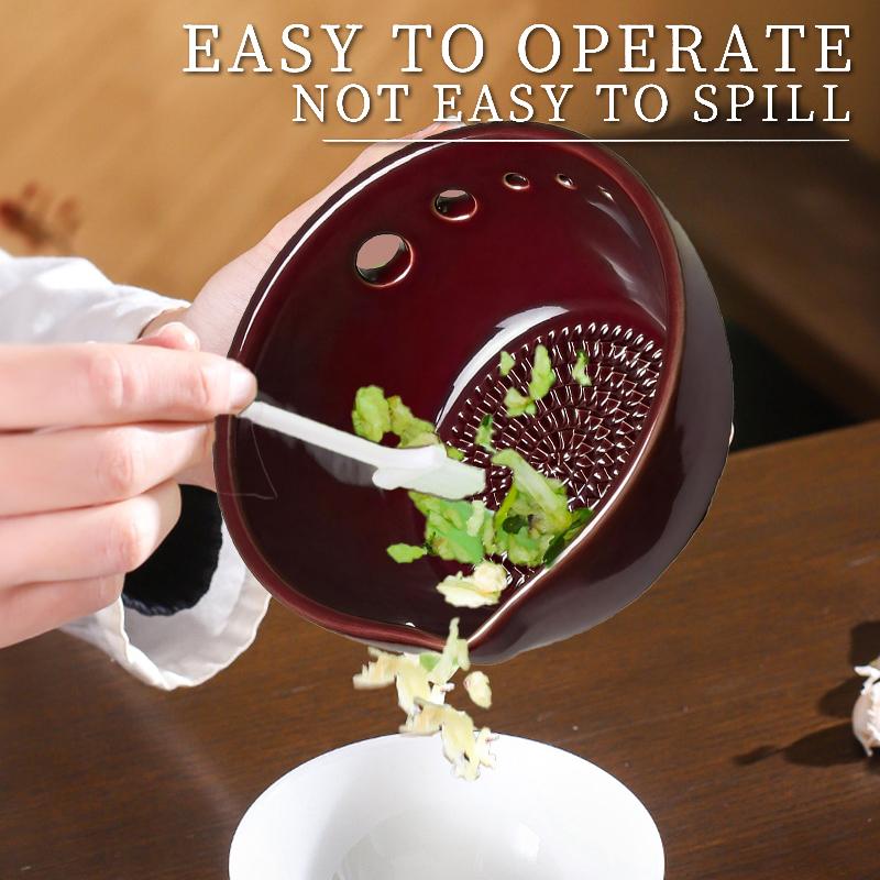 Handmade Garlic Grater Herb Stripper Bowl, 2-In-1 Herb Stripper And Garlic Grater Bowl, Different Sizes Of Round Holes