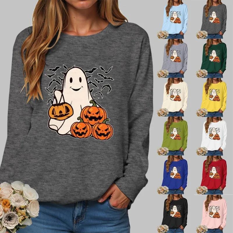 Lockeres lässiges bedrucktes Langarm-Sweatshirt Fabrik Großhandel Europäisches und amerikanisches Halloween-Sweatshirt Rundhals