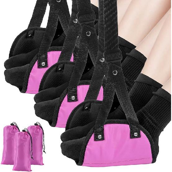 3pack Plane Hang Hammock, Plane Travel Footrests for Swelling/Soreness Relief, Multiple Colors Airplane Footrest