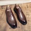 Fashion New Arrival Men's Oxford Shoes Handmade Leather Casual Shoes Pointed Toe Lace-Up Male Brogue Footwear Business Gentleman Flats