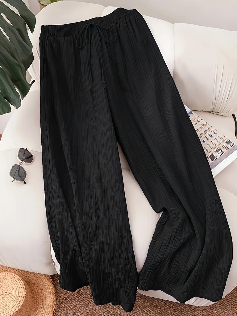 Velká velikost pohodlné dámské letní business casual plážové oblečení, stylové kalhoty se širokými nohavicemi na dojíždění, volné dovolenkové oblečení, letní kalhoty