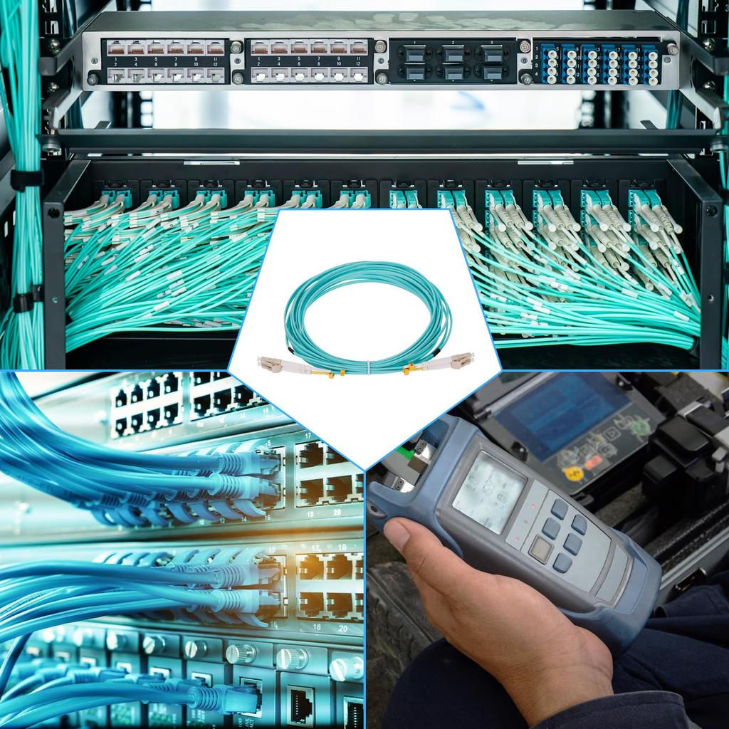 Uxcell 8M Grünes Faser-Patch Multimode Duplex OM4 LSZH Glasfaser-Jumper für Netzwerk-Transceiver und Instrumentierungskabel, LC-LC