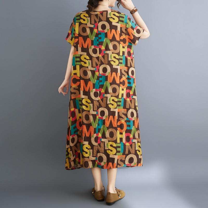DIMANAF New 2026 Summer Women Plus Size Beach Long Dress Sundress Loose Casual Maxi Lady Floral Print Dress