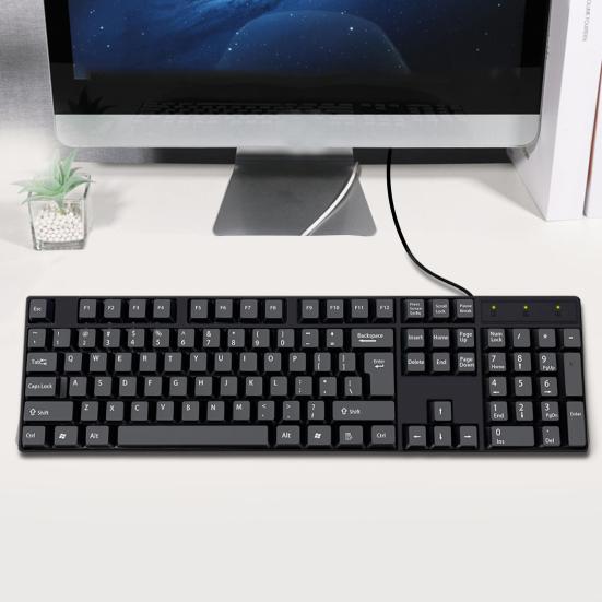 K1800 Kabeltastatur Full Size Ergonomisch 104 Tasten Leise USB Büro Desktop-Computer