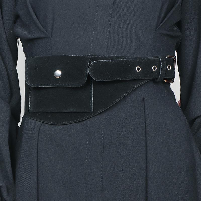 Women's Brown Vintage Suede Waist Bag - High-End Decorative Belt for Jeans & Skirts
