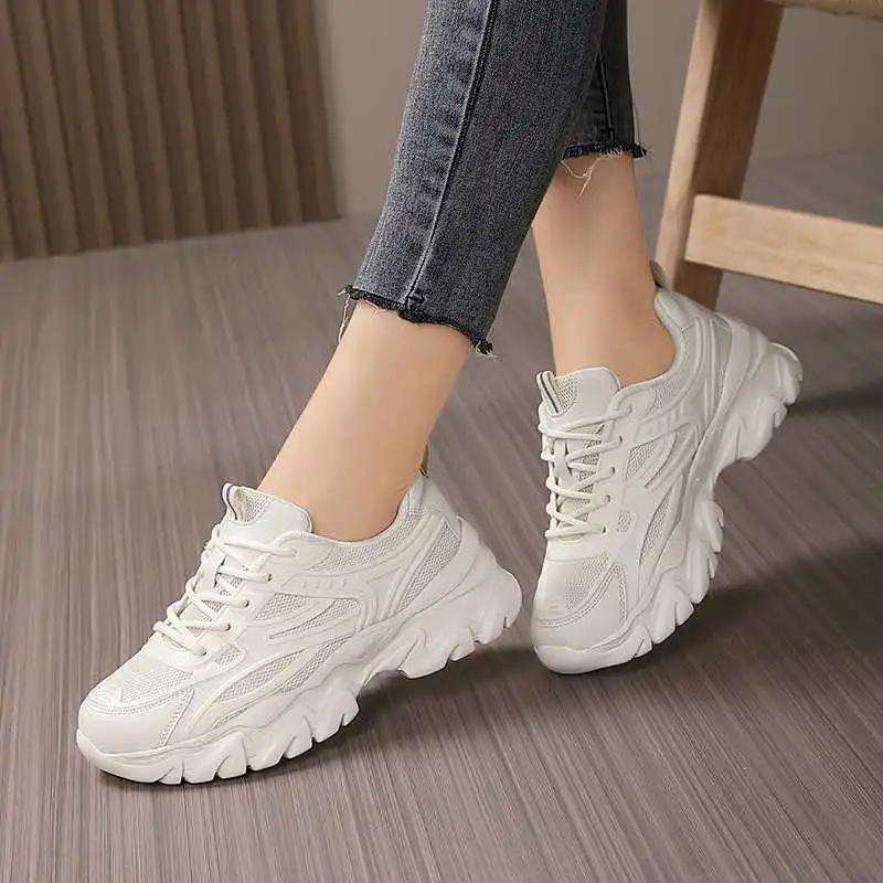 Fashion Camp Natural Leather Women's Spring Autumn Sneakers Chunky Women's Loafer Shoes Black Basketball Sports Sapatilla Gifts