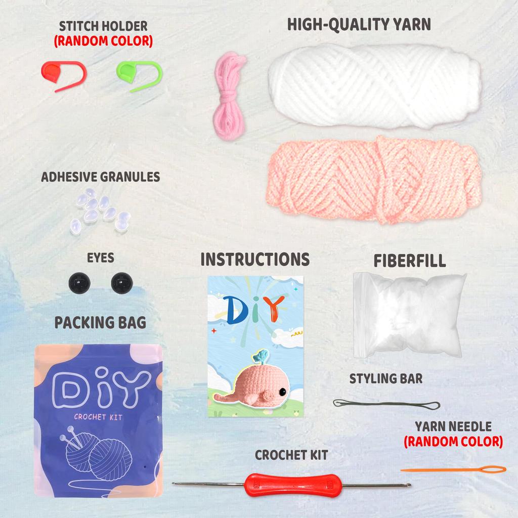 YAMAXIN 1set Whale Crochet Set for Beginners,Include Step-by-Step Video Tutorials(Accessories In Random Color)