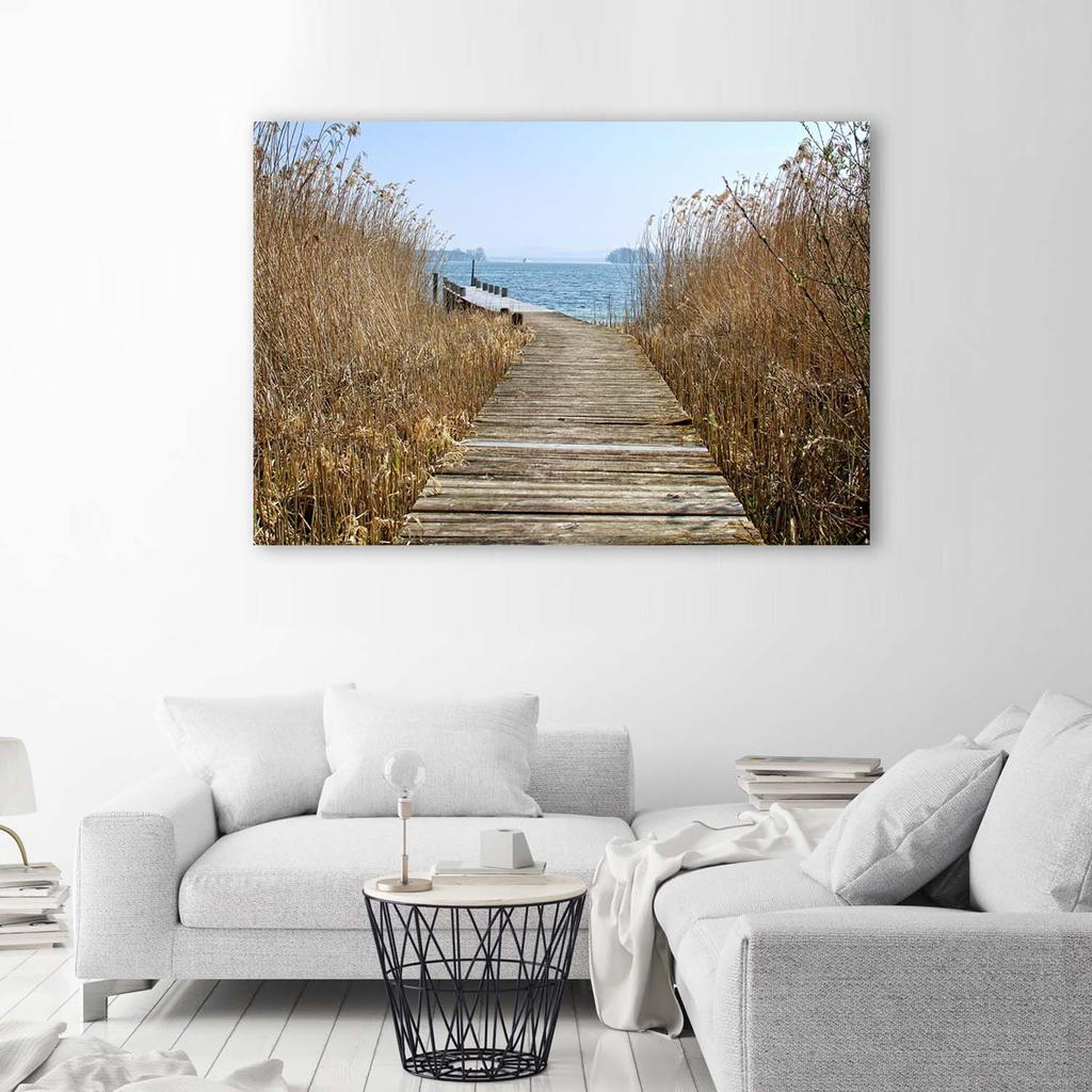 Canvas print, Bridge reed sea landscape