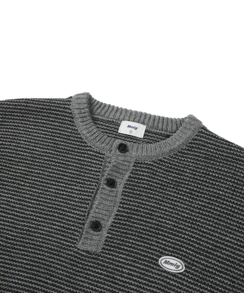 MMLG Breezy Henley Neck Knit (Charcoal)