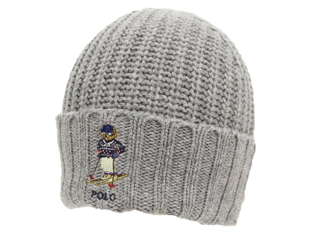 (Polo Ralph Lauren) Men's and Women's Polo Bear Embroidered AcrylicNylonWool Knit Cap 01080109-GREY [Used]