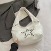 Retro Star Rivet Tote Bag Solid Pu Leather Shoulder Bag Large Capacity Female Casual Shopping Underarm Pack Lady Handbag