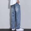 Dongjie [No Logo] American Retro Trendy Brand Men's Washed Jeans, Autumn Loose Straight Casual Pants