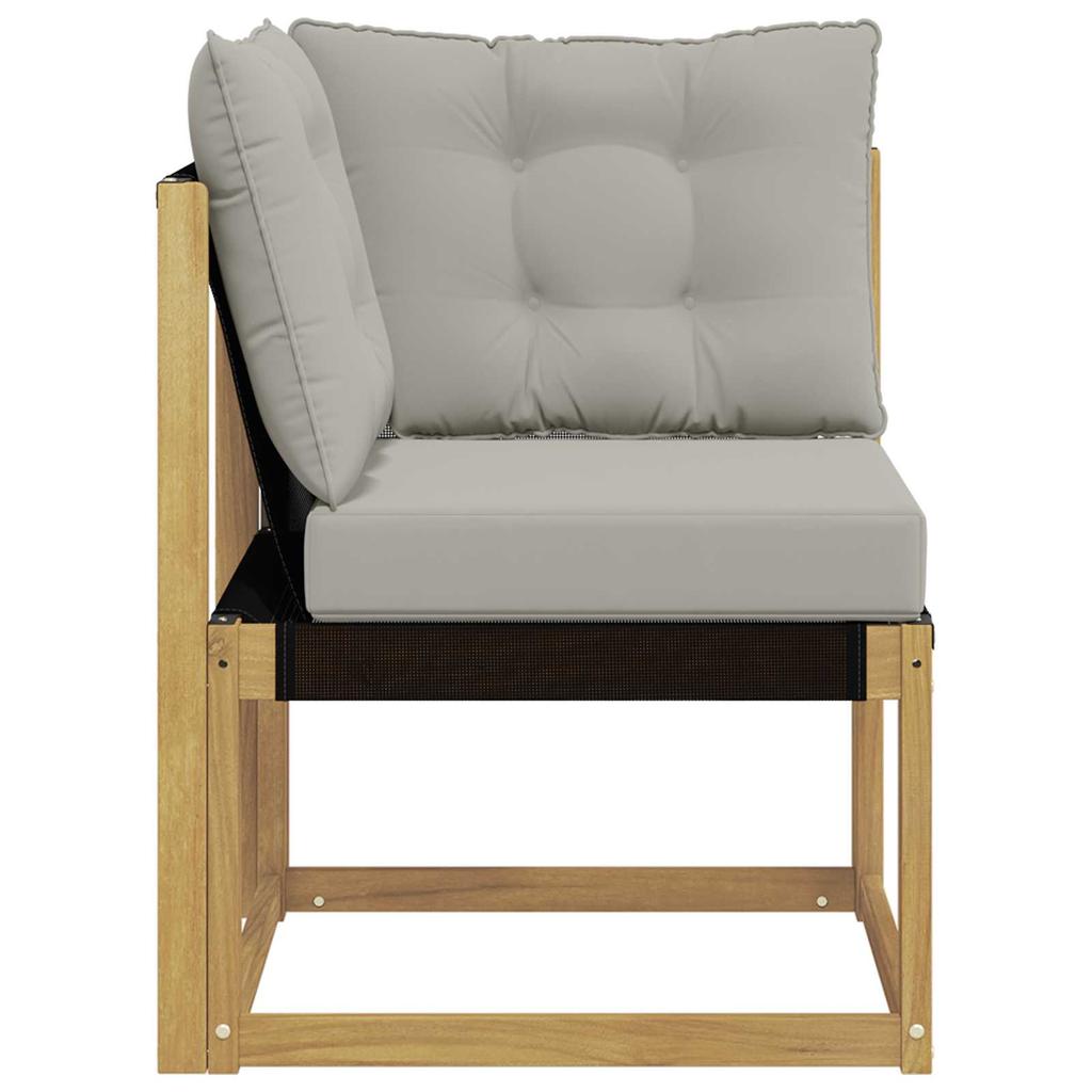 Outdoor Corner Sofa Solid Acacia Wood Frame and Textilene Fabric In White