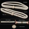 White Imitation Pearl Elastic Belt Metal Waist Chain New Beaded Belt  Party Accessories