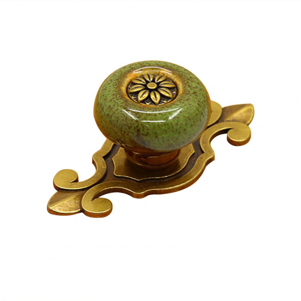 Fashion Pull Handle Ceramic Knob Door Metal Vintage Flower Door Cabinet Cupboard Wardrobe Drawer Furniture Decor