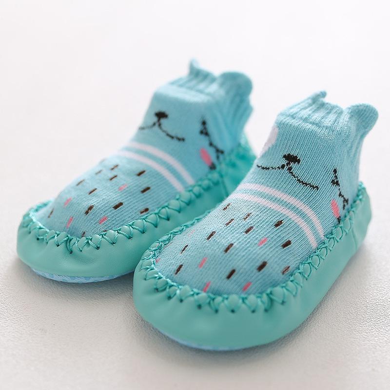 Fox Style Non-Slip Leather-Soled Toddler Floor Socks - Soft Baby Cartoon Shoe Socks