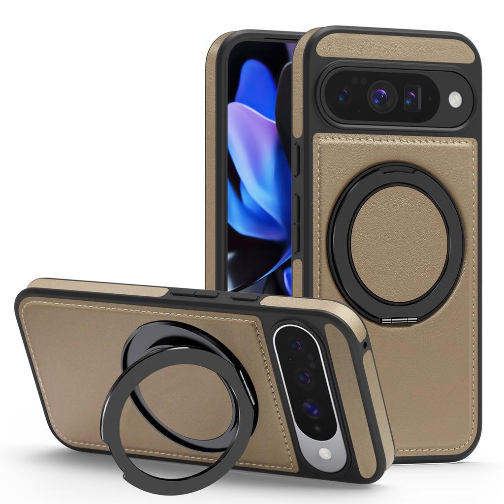 For Google Pixel 10 Pro/Pixel 10 Case with Ring Kickstand Magnetic Case PU Leather Back Cover