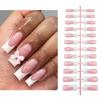 24x/Box 3D Bowknot Artificial Nails Press On Nails Full Cover Stick on Nails French Tip False Nails for Woman