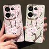Hand-drawn Style Sakura Pattern Case For Xiaomi 14T 13T 11T Pro Funda Redmi Note 14 13 Pro 5G 12 11 Leather Texture Silicone Cover