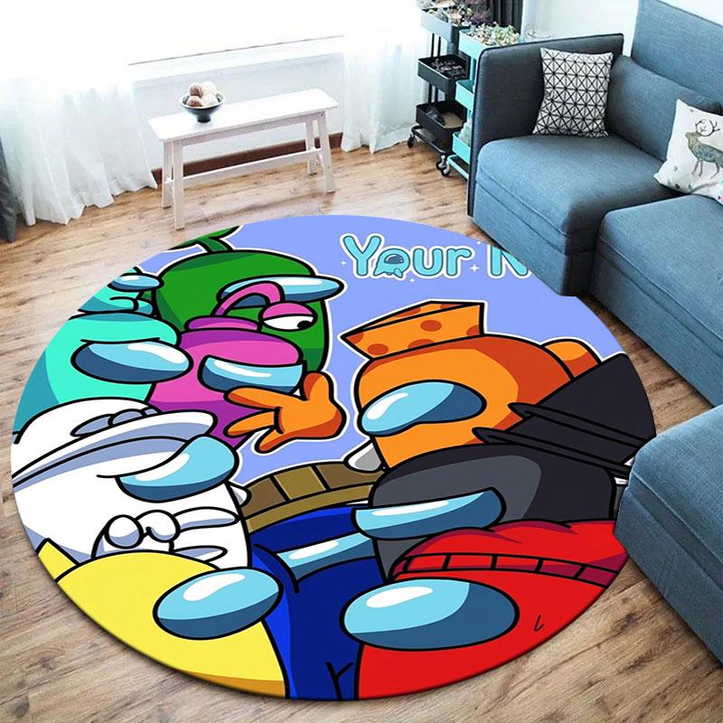 Among Us Custom Name Round Area Rug,Carpet Rug for Living Room Bedroom Sofa Playroom Decor,Non-slip Floor Mat