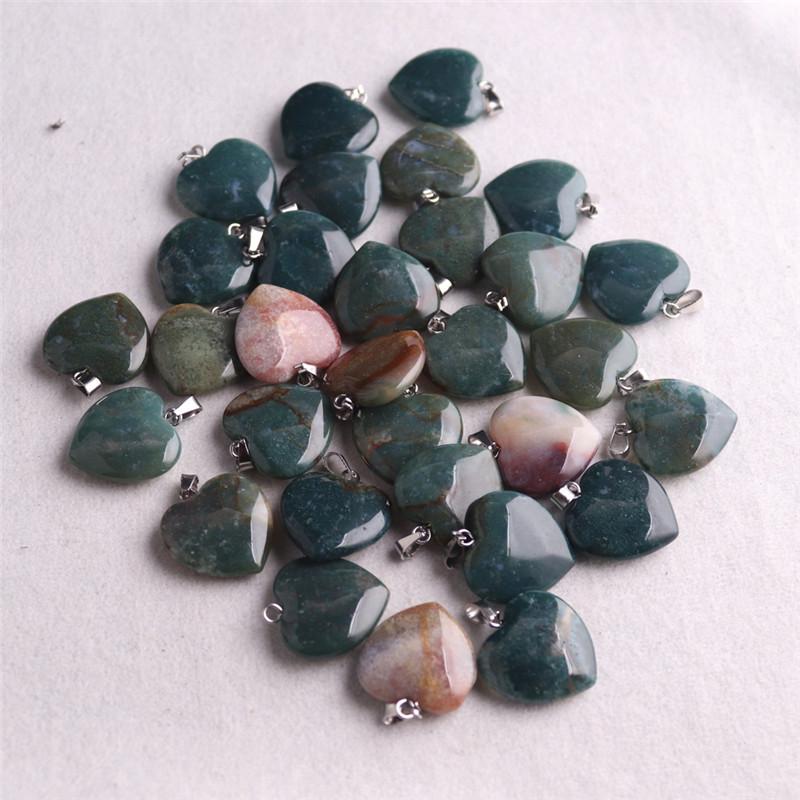 20mm Crystal Agate Heart Necklace Pendant - Natural Stone Jewelry Accessory
