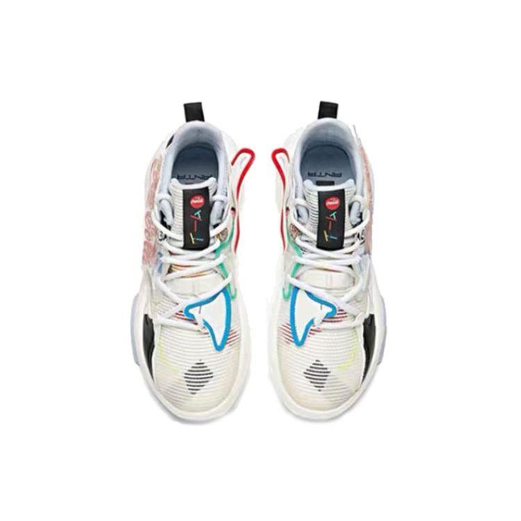 Anta Dominator Shock Absorbing Non-Slip Durable Mid-Top Sports Casual Shoes Women Sneakers White Blue Yellow 122038085S-3