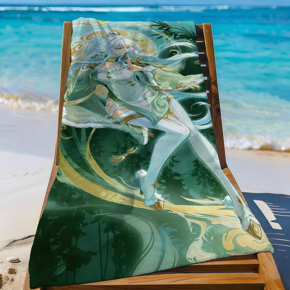 

Game Genshin Impact Zibai Towel Sports Quick Dry Travel Camping Gear Sandproof Soft Light Large Beach Towel W40*H60(CM)