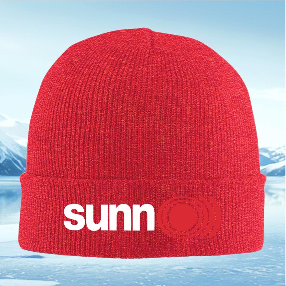 

White letters red circles waves sound Men Women Unisex Knitted Hat Beanie Pullover Cap Winter Thermal Warm Christmas Outdoor Cyc