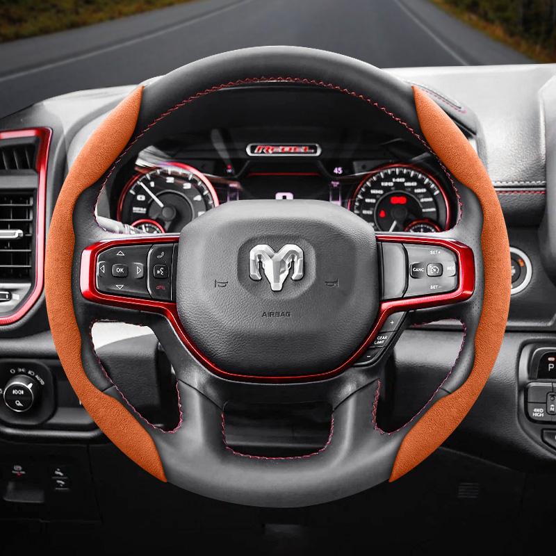 bpzsw1 Suitable for Ram Anti-Slip Buckle Segmented Suede Steering Wheel Cover for Models Such as Pickup Promaster Rampage 1500 2500 3500 4000 4500
