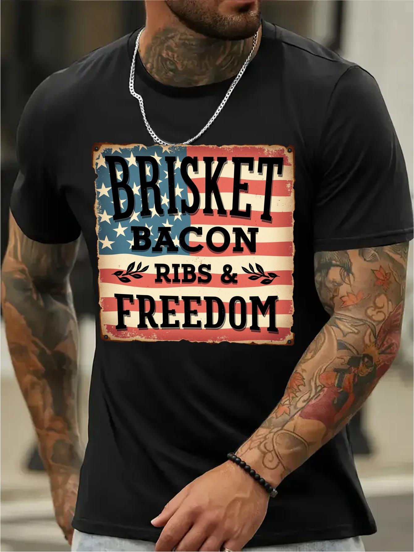 611 Cotton Blend Patriotic BBQ Graphic T-shirt - Micro-Stretch Knit XXL