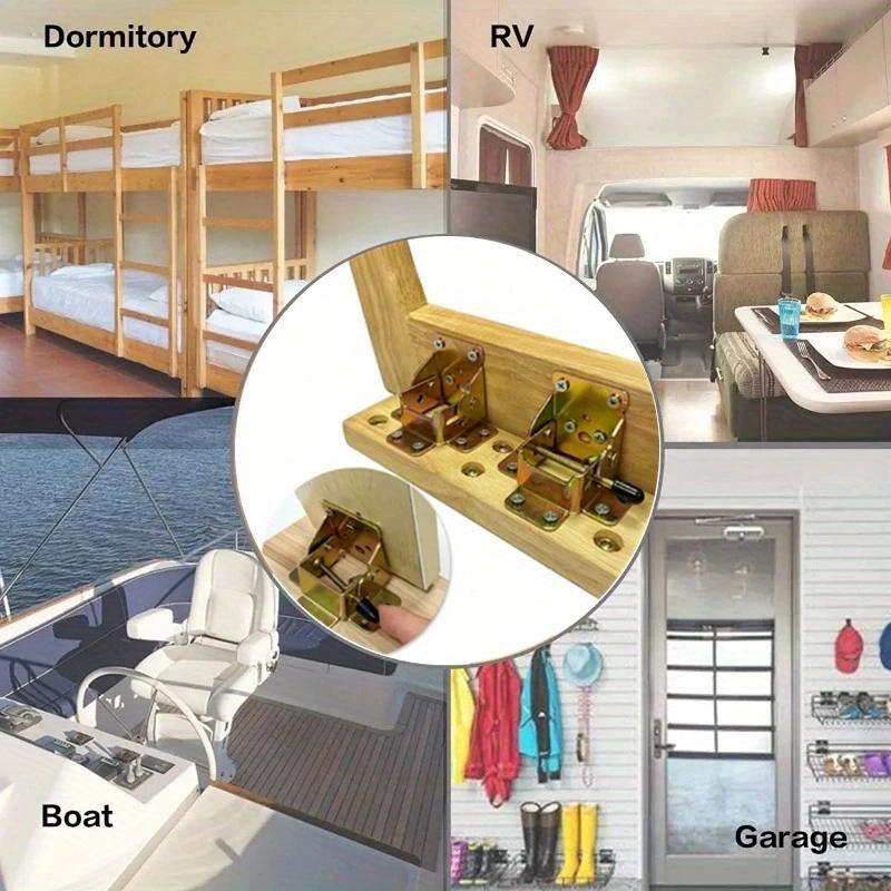 4PCS Folding Bracket Iron Folding Lock Self Lock Hinges Extension Table